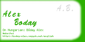 alex boday business card