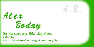 alex boday business card